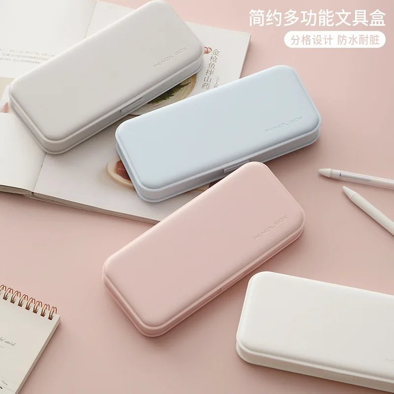 High quality Classic simple solid color PP frosted pencil case school student large capacity pencil box pencil pouch stationery