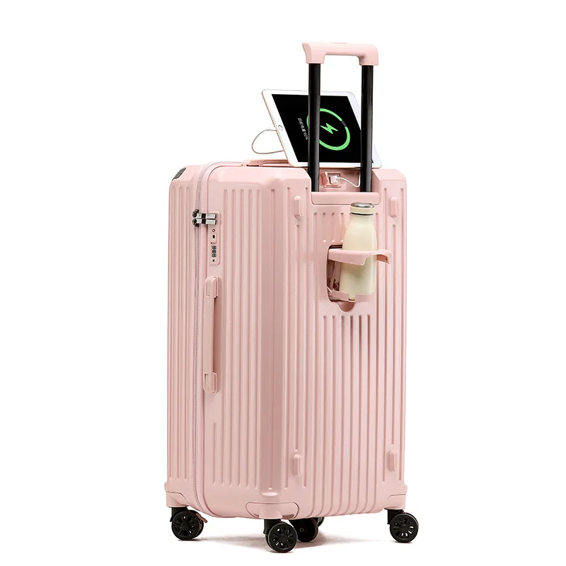 Custom logo 20/24/26/28/30/34 inch Extra large capacity Travel Trolley suitcases luggage with usb port and cup holder