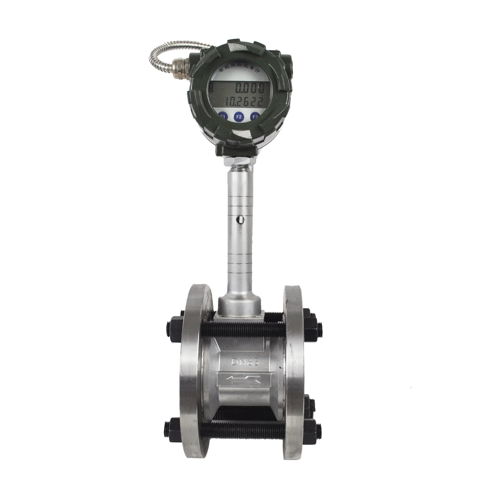 
Clamped flange type vortex flow meter measure liquid, gas and steam with 4-20mA output 24VDC 