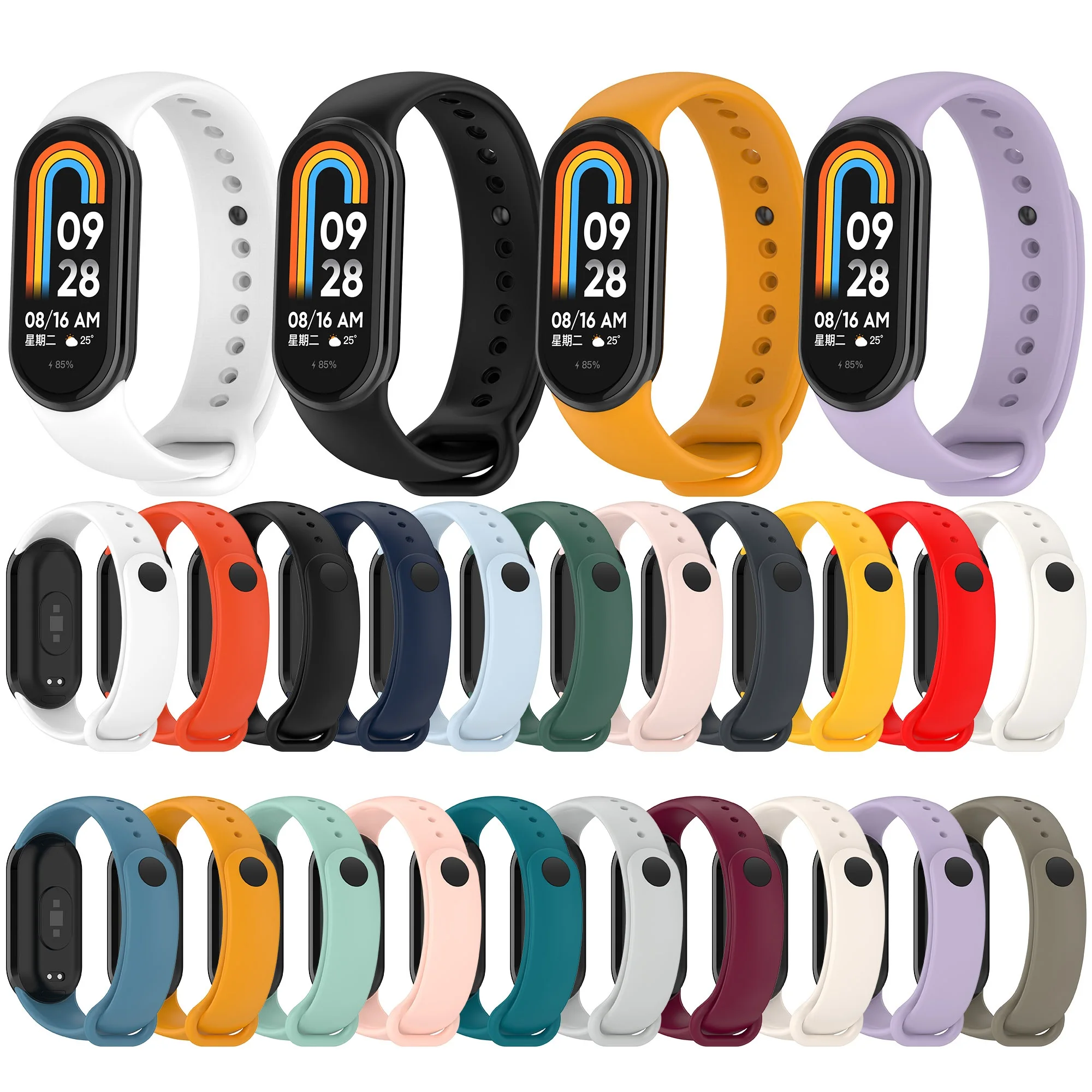 Спортивный силиконовый ремешок для Xiaomi Smart Band 9 браслет 8 NFC резиновый сменный Miband TPU часов
