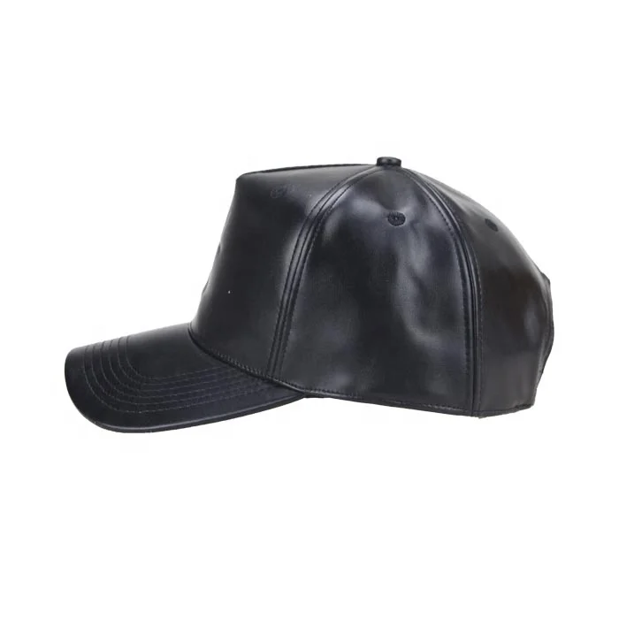 Black Leather Baseball Cap Sports Cap Hat Custom Kids Plain 5-panel Hat Unisex Character Embossed Babies COMMON