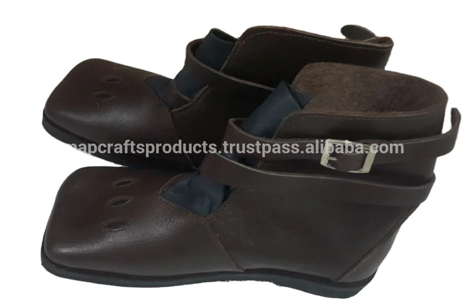 Unisex 100% Genuine Leather Tudor Shoes Comfortable Landsknecht Ankle Boots Lace-Up Rubber Winter per Customer Requirements