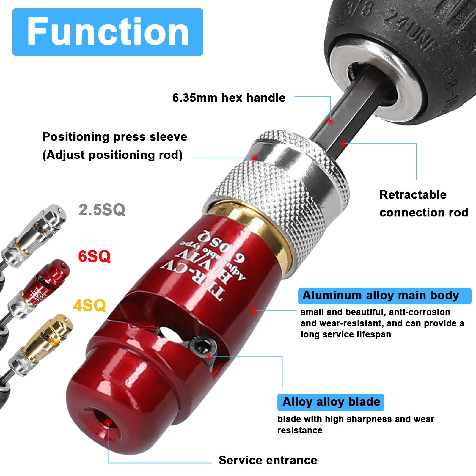 Aluminum Alloy Electric Wire Stripper Cable Peeling Stripper Rotary Stripping Tool Compatible with A Variety of Electric Drills