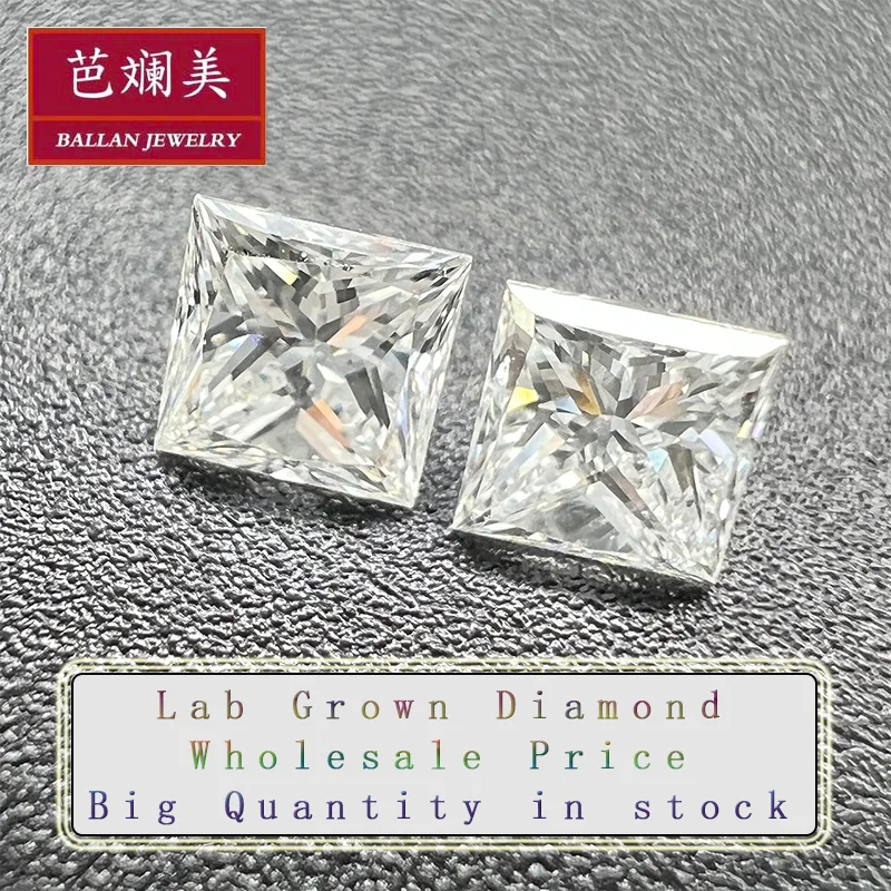 Square Princess cut 1.5-5.0mmmm DEF VS  Good Polish CVD HPHT Man Made Diamond Synthetic Diamond Loose Gemstone Lab Grown Diamond
