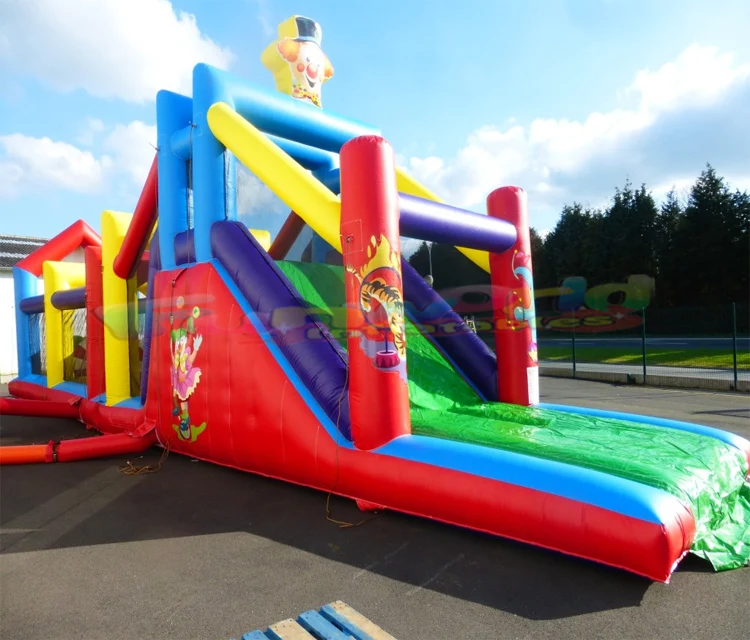 Outdoor kids playground parcours dobstacles gonflable pour les enfants inflatable western obstacle course