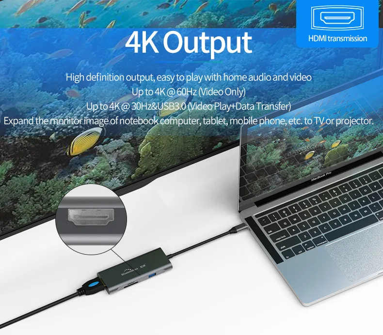 Горячая Распродажа 7 в 1 Usb C концентратор 4K Hdtv Быстрая зарядка Алюминиевый Тип для