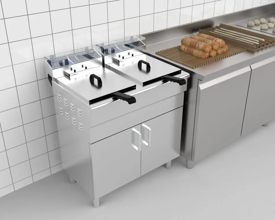 Оптовая продажа коммерческая электрическая фритюрница с двойным баком и шкафом 16 л + профессиональная