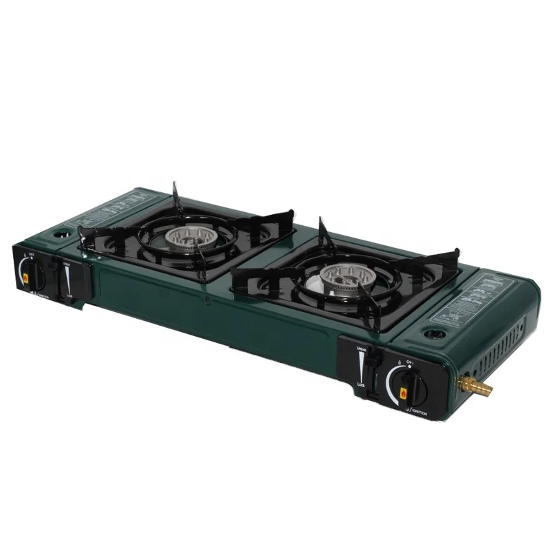 Портативная газовая плита с 2 горелками для приготовления пищи и кемпинга с футляром для переноски