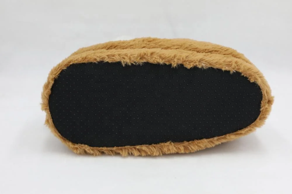 
3D toy plush soft outsole elevator cute animal brown women slipper indoor 