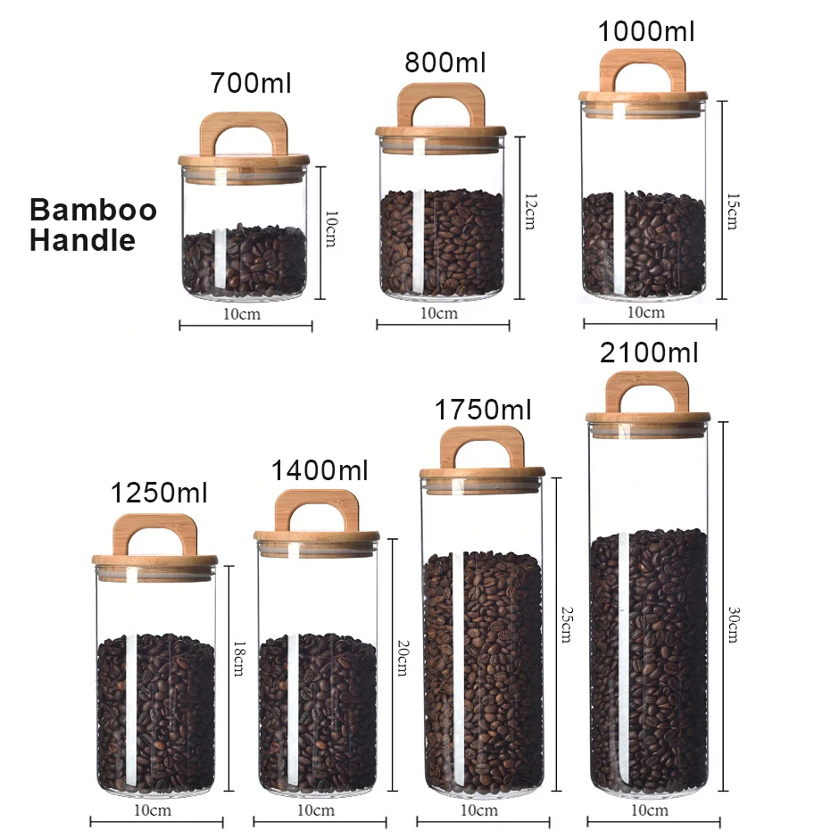 Pantry Storage Containers Glass Canisters Food Storage Glass Jars with Wood Bamboo Lids