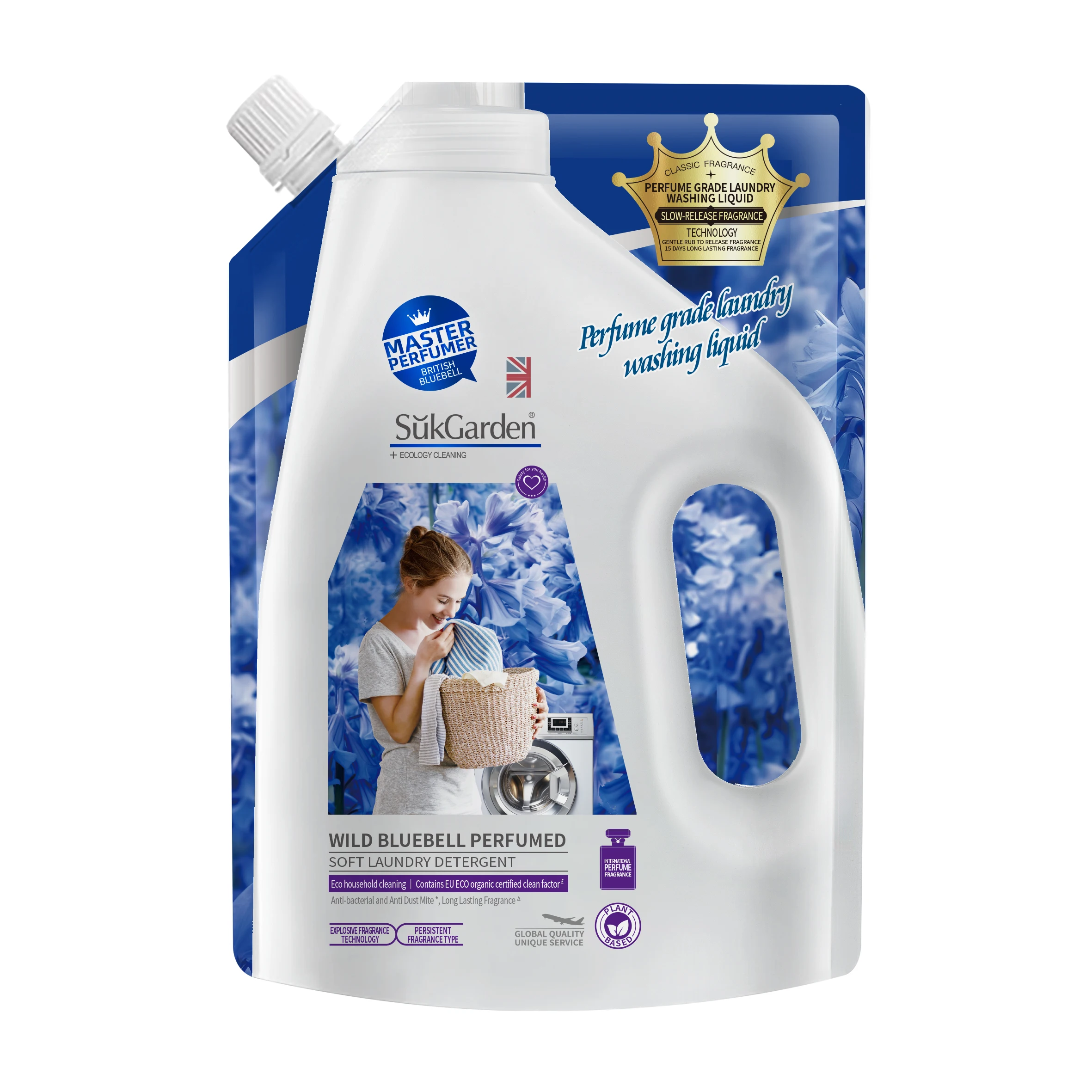 Sukgarden Bule Wind Bell Perfume Liquid Laundry Detergent 500g Lasting Fragrance Enzyme decontamination skin Friendly