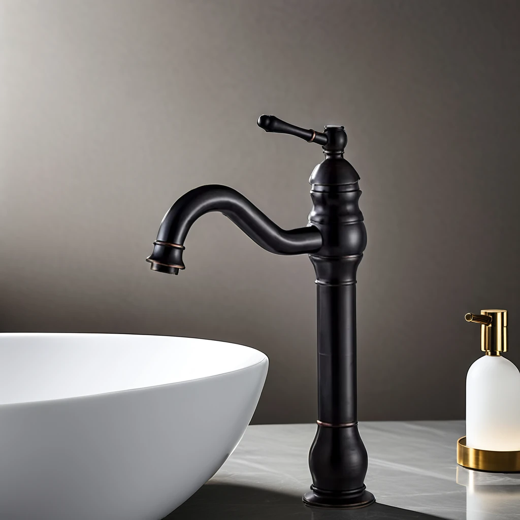 Solid Brass Tall Toilet Basin Faucets Brushed Water Tap for Bathroom Sink Vanity Washbasin Faucet with Hot Cold Water Mixers Tap