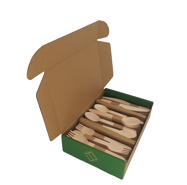 
200pcs disposable and compostable birch wood bamboo spoon fork knife home kitchen hanging tableware/cutlery/flatware 