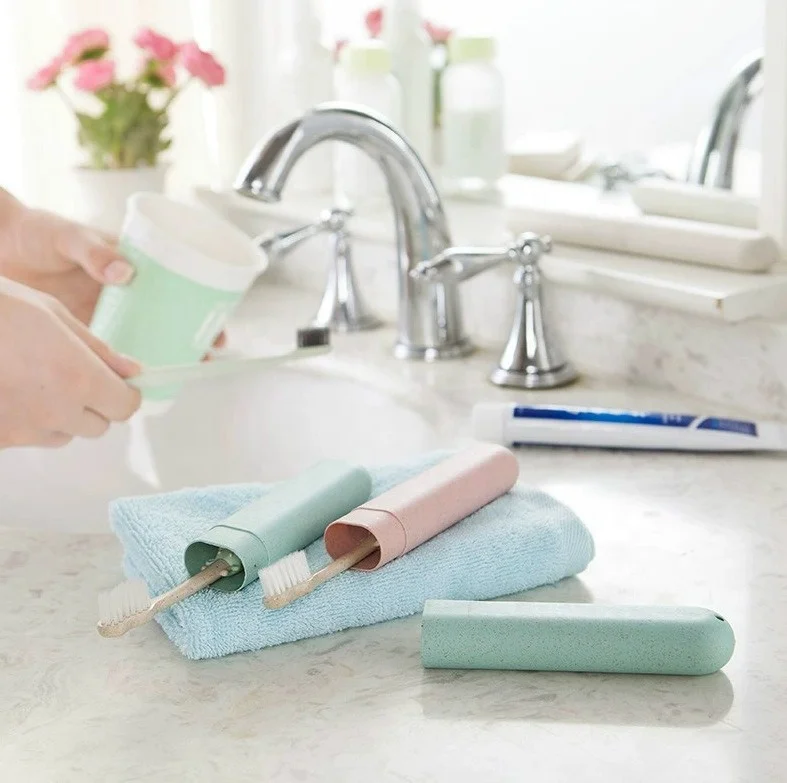 Wholesale Portable Plastic Toothbrush Toothpaste Storage Box Travel Tooth Brush Container Cases Mouthwash Cup Holder For Home