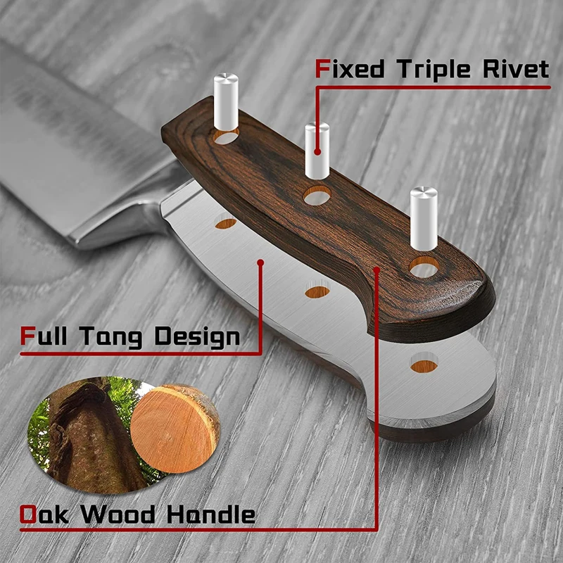 Premium 15 Piece High Carbon German Stainless Steel Kitchen Knife Set with Wooden Block 6 Steak Knives