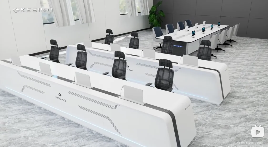 kesino high quality furniture manufacturer curved workstation desk meeting room multi seat conference table control room console