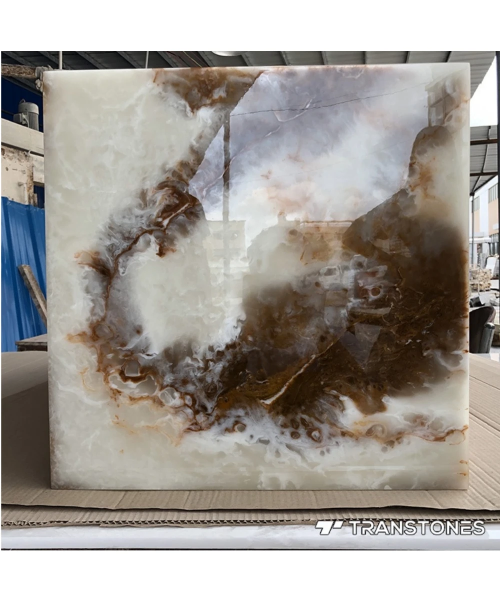 High Quality Artificial Wall Panel Stone Seamless Joint Alabaster Fireproof Backlit Stone Petg Sheet