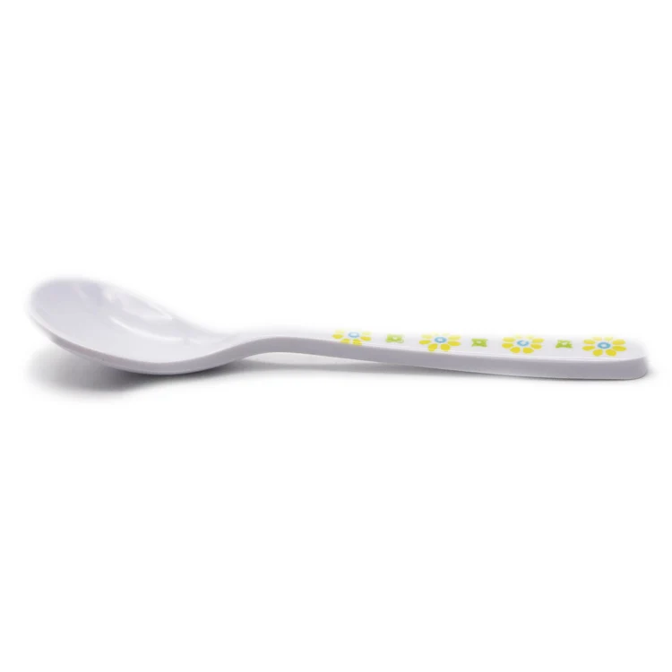 Eco-Friendly Mini White Flower Melamine Cutlery Sugar Spoon Kids Coffee Scoop Custom Multi Function Long Handle Tea Spoon