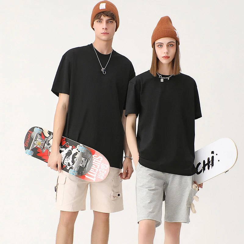 Manufacturer Custom 100% Heavyweight Cotton 220 Gsm Boxy Fit Neck Drop Shoulder Blank Oversized T Shirt Men Unisex Print Style