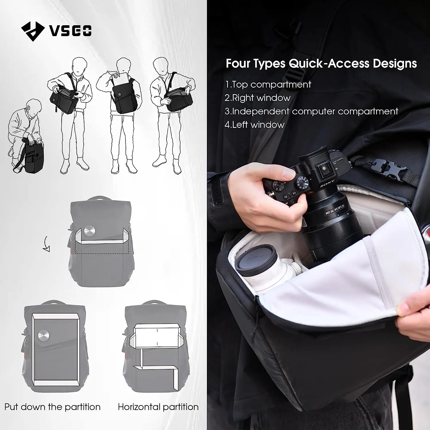 16L Waterproof Large Capacity Camera Bag Commuting Traveling Photographing Bag for Nikon, Sony, Canon, Fuji