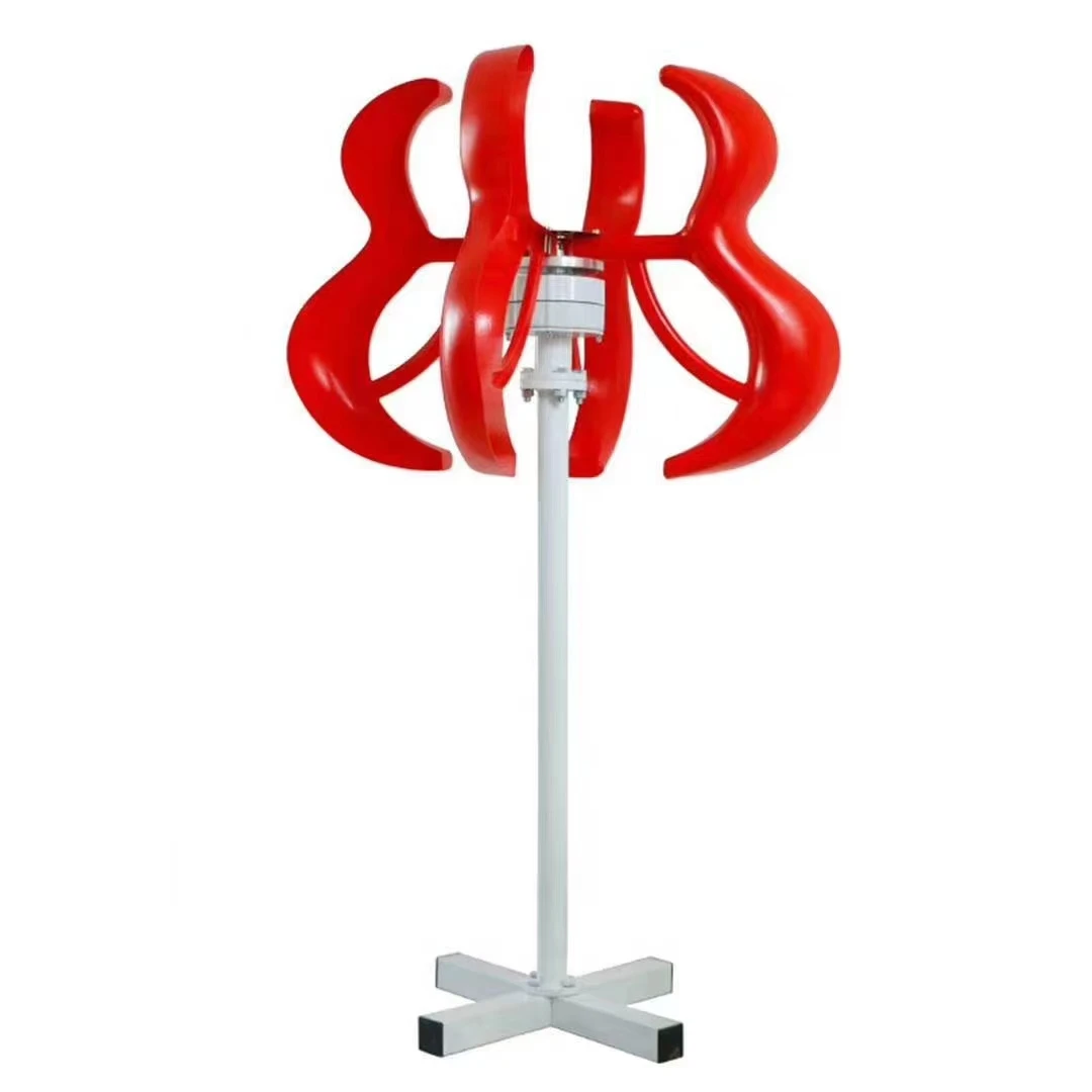 Vertical axis permanent magnet aluminum alloy generator with red gourd nylon fiber blades 100W-500W, low speed and low power