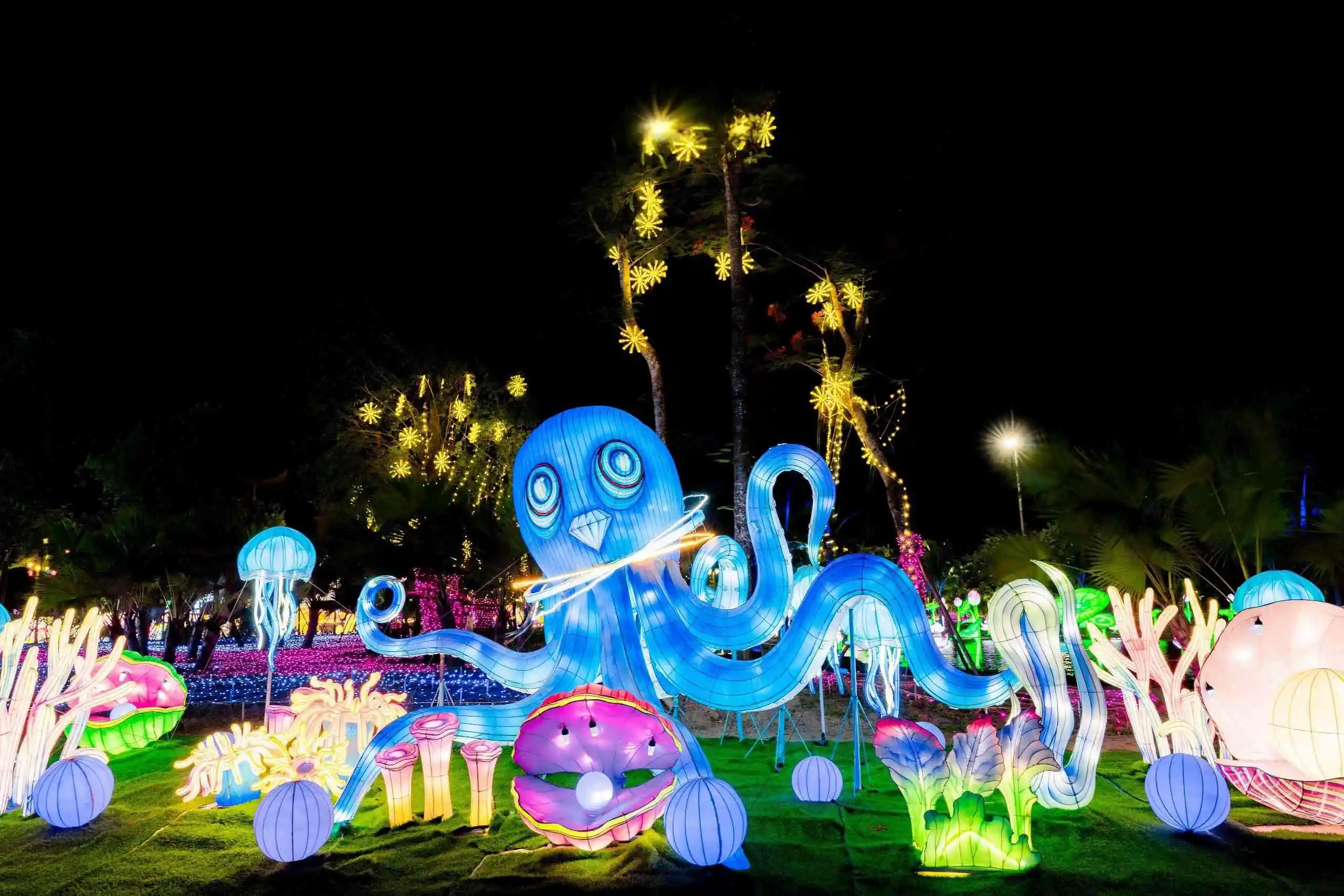 marine animal Festival Waterproof Silk Chinese Led for Flower Lantern Community Show Traditional Landscape Led