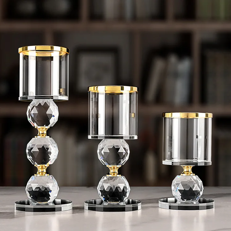 Manufacturer wholesale European candle holder decoration candle cup tall holder glass decoration wedding crystal candlestick