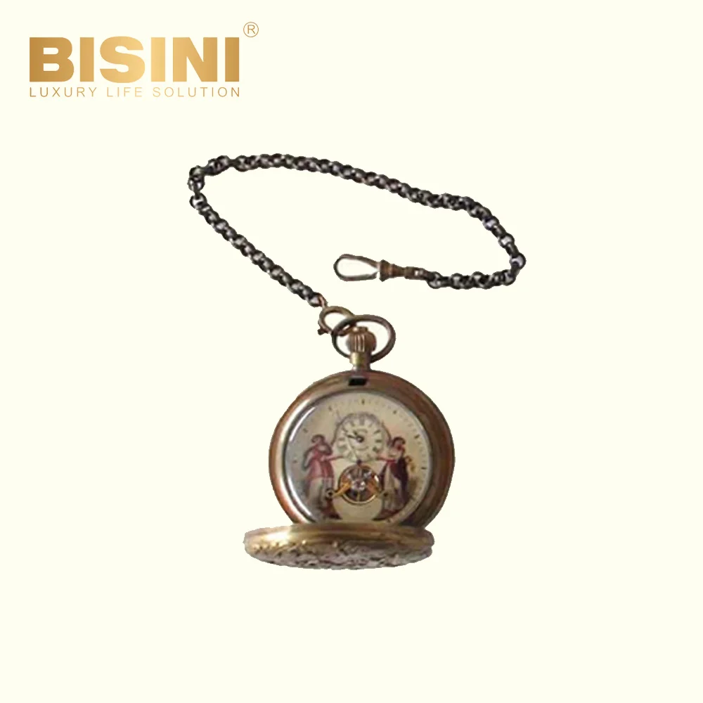 The samurai design nostalgic decoration retro baubles Vintage Portable watch with a chain and a lid