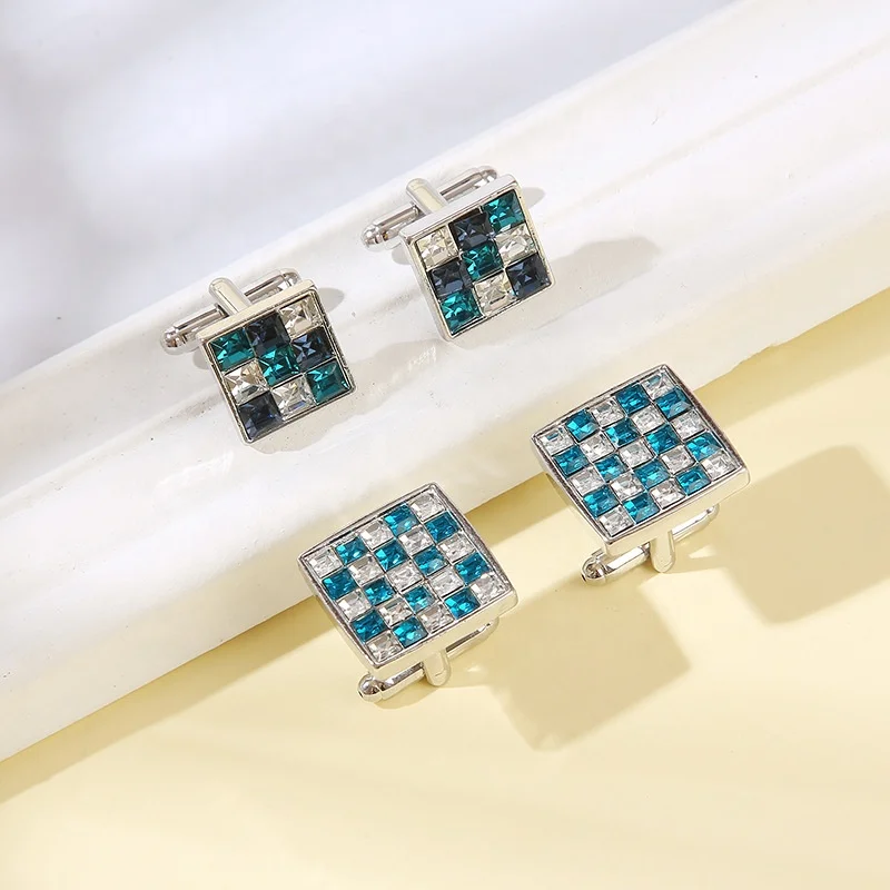 Wholesale cufflinks saudi arabia square colored diamond zircon cuff links 2023 hot selling reasonable price llb cufflinks