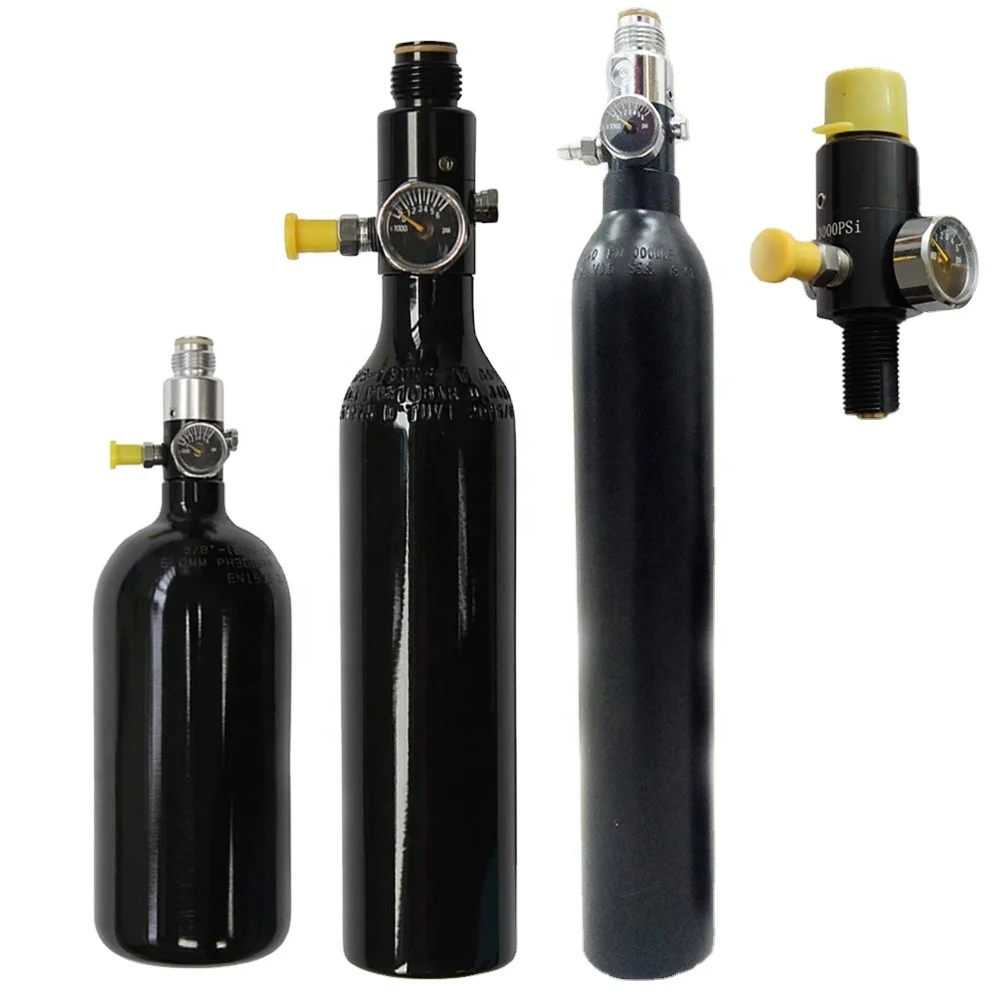 13ci 26ci 48ci 64ci 9oz 12oz 16oz 20oz 24oz 3000PSI 4500PSI HPA Air Aluminum Gas Cylinder for Paintball game use