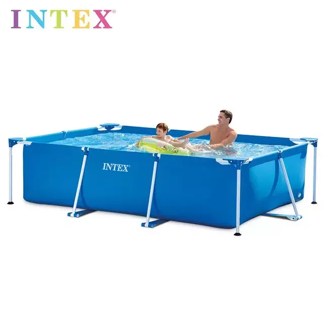 Intex 28270 Rectangular 220cm*150cm*60cm Metal Frame Pool Large Durable Family Swimming Pool