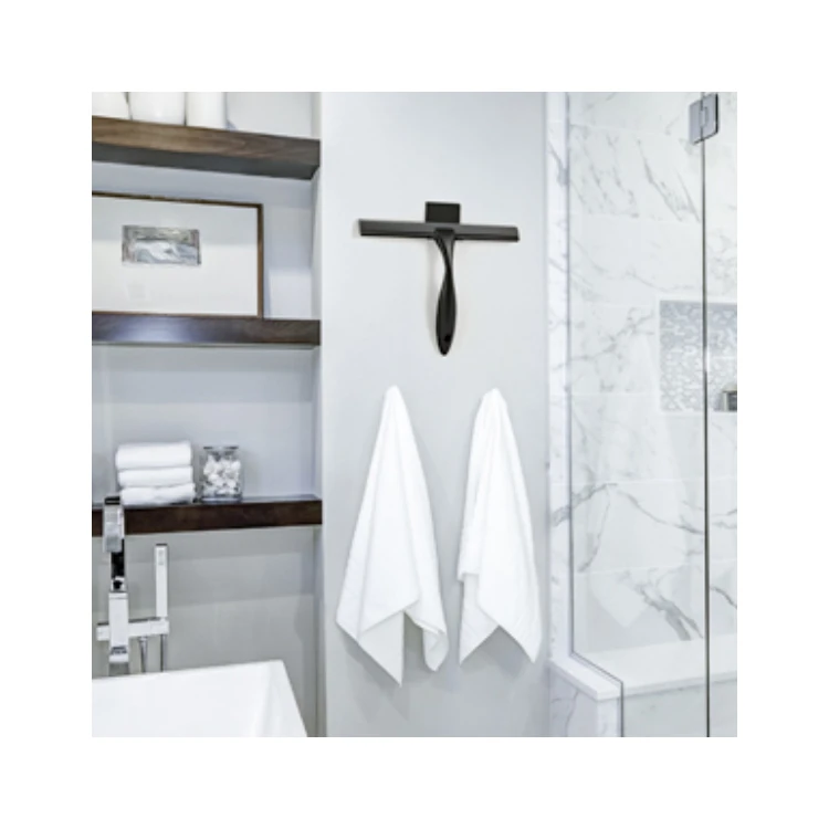 Silicone Shower Squeegee Glass Wiper black with the hook for Glass, Shower Door, Marble Wall, Bathroom