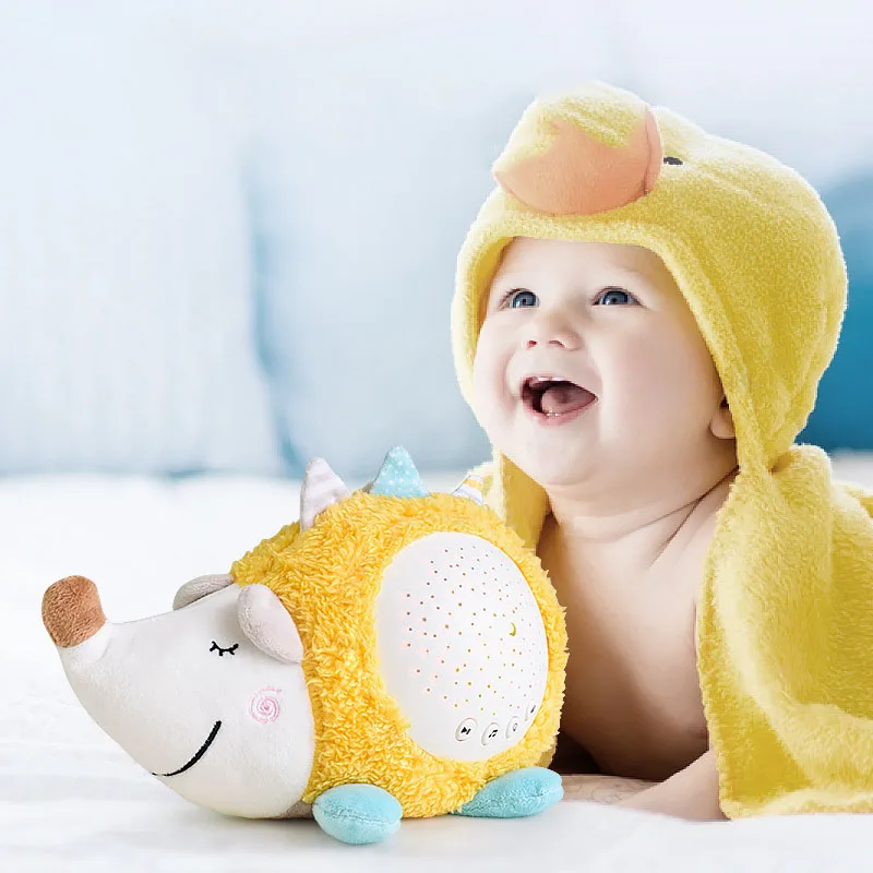 Led Hedgehog  Plush Cuddly Stuffed Animal Night Light Star Starry Projector Night Light Music For Kids