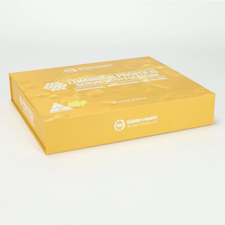 Custom Yellow Magnetic Closure Cosmetic Skin Care Serum Bottle Packaging Cardboard Paper Box with EVA Insert
