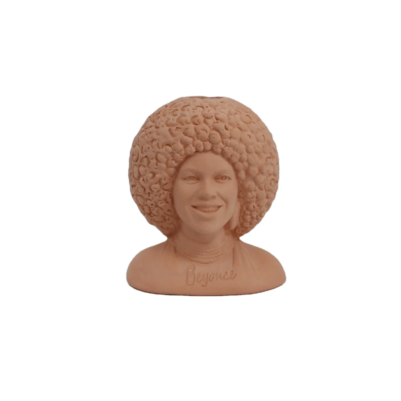 Custom Chia Pet Hand Made Red Pottery Beyonce Chia Pet Planter