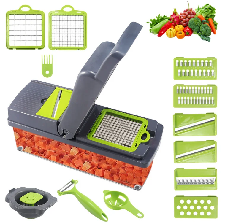 16-in-1 Metal Vegetable Cutter Stainless Steel Mandoline Slicer Manual Onion Potato Fruit Slicer Chopper Kitchen Gardget