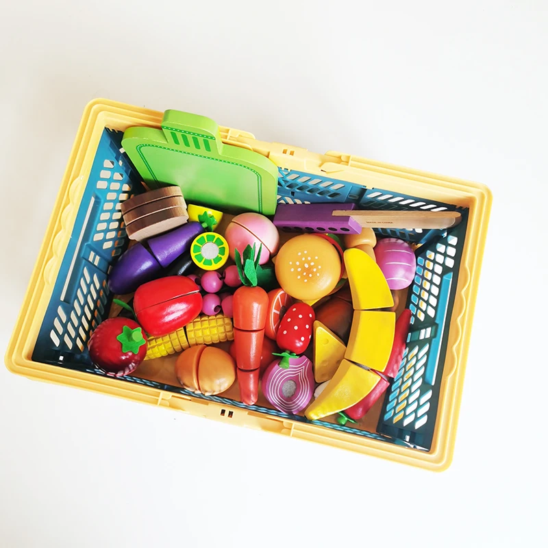 Детские развивающие Игрушки для раннего образования, деревянные игрушки для дома, 24 штуки фруктовых и овощных гамбургеров