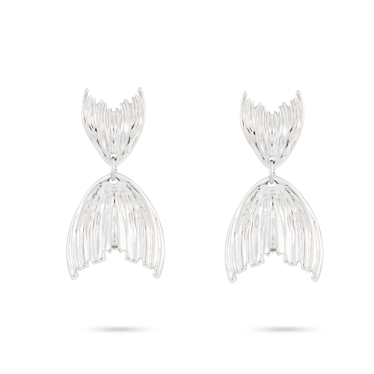 Newest  fan shaped fish tail 316l stainless steel PVD gold plated earrings 18k jewelry stainless hypoallergenic earrings women