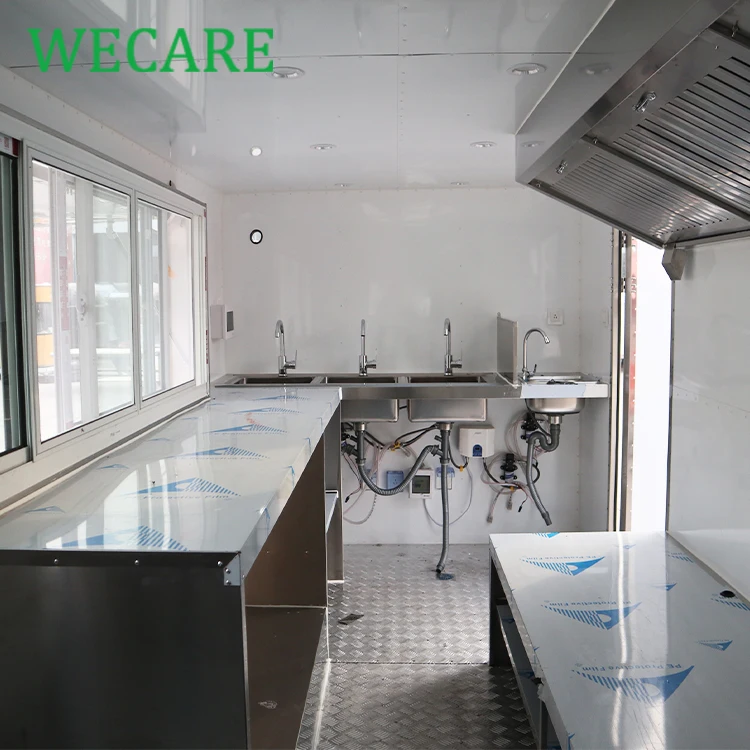 WECARE carritos de comida fast food track mobile bbq smoker concession food trailer Food Truck Van with Full Kitchen Equipment