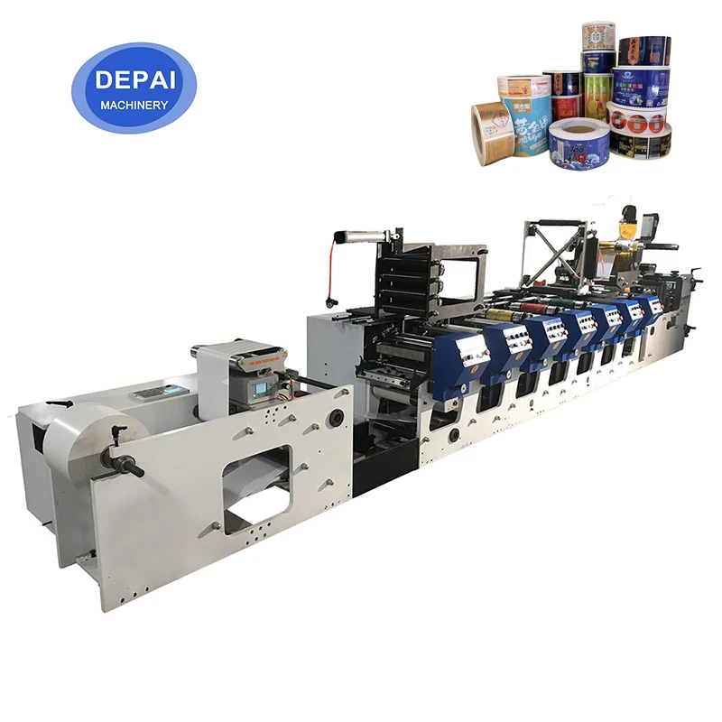 Automatic petal type horizontal in line 7 8 color flexographic narrow web flexo printer printing machine