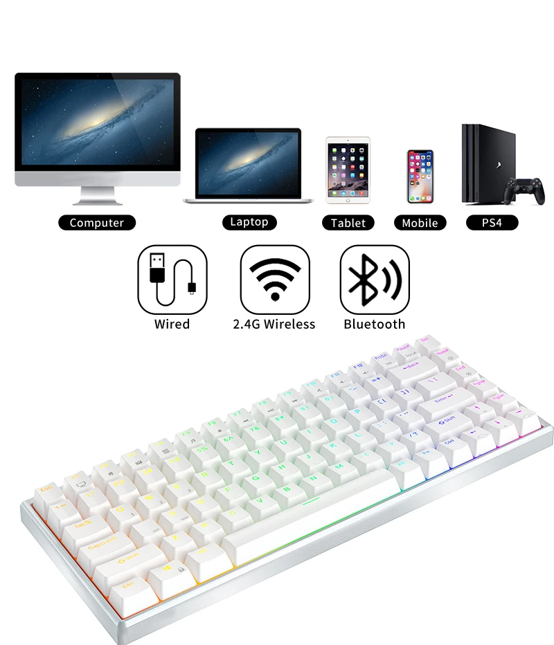 Клавиатура Royal Kludge RK 84 клавиши Тип c горячая замена rgb светодиодная изменяемая алюминиевая механическая с ЧПУ rk84 pro