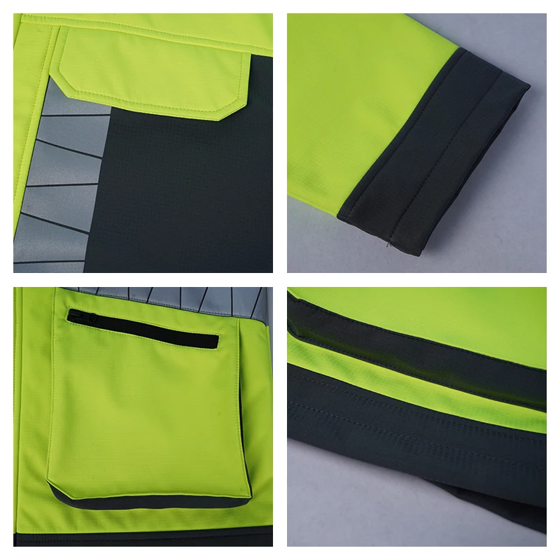 High Visibility Work Cloth Long Sleeve Windproof Multicolor Safety Reflective Jacket