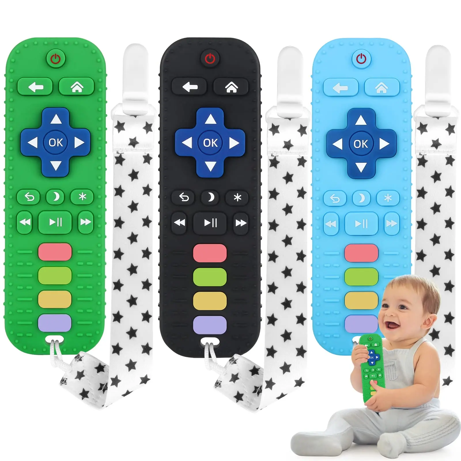 Remote Control Shape Teethers Antistress Soft Bpa Free Freezable Dishwasher And Refrigerator Safe Baby Silicone Toys For Sensory
