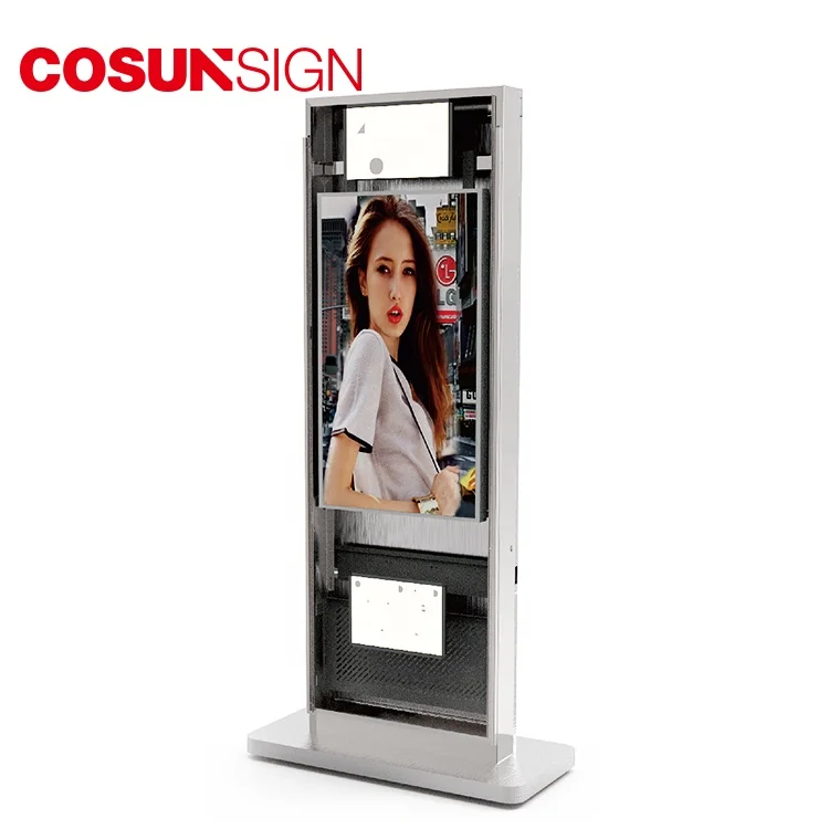Dual Drive Thru Order Bill Payment Tablet Stand Touch Screen Digital Signage Outdoor Self-Service Kiosk