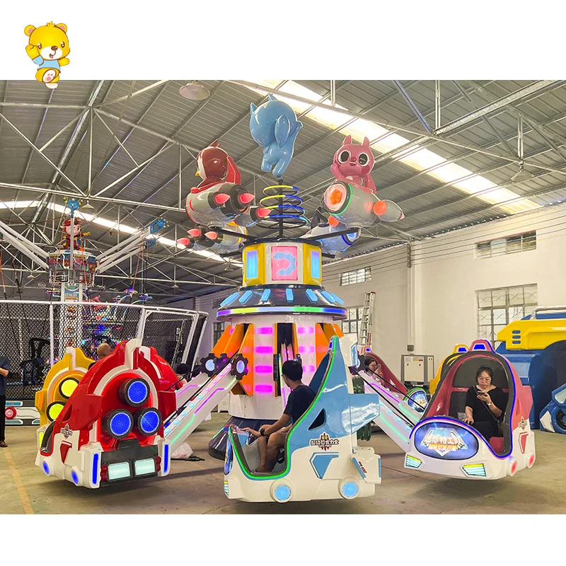Playground Outdoor Carousel Large Equipment Kid Ride Auto-manual Flying Plane Merry Go Round Carousel for Sale