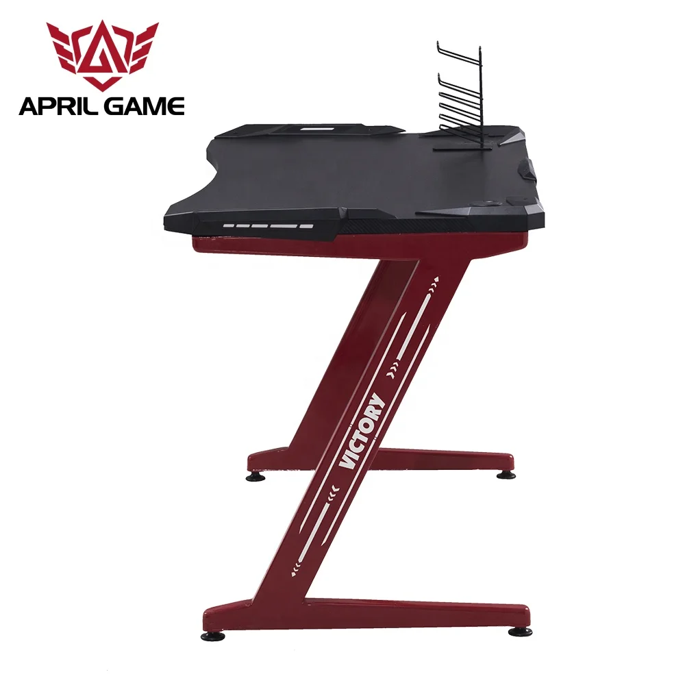 April Game Y-GD27 MDF Steel Home Office Laptop Desk Computer Gaming Desk Red with ABS Protector