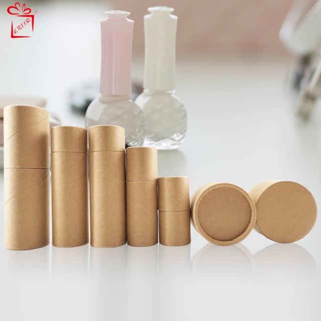 Eco Friendly High End Custom Printed Various Size Cosmetic Kraft Paper Tube Packaging Round