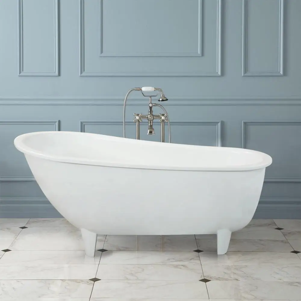 KKR Pure White Bathtub Resin Stone Acrylic Solid Surface Bathroom Freestanding Bathtubs