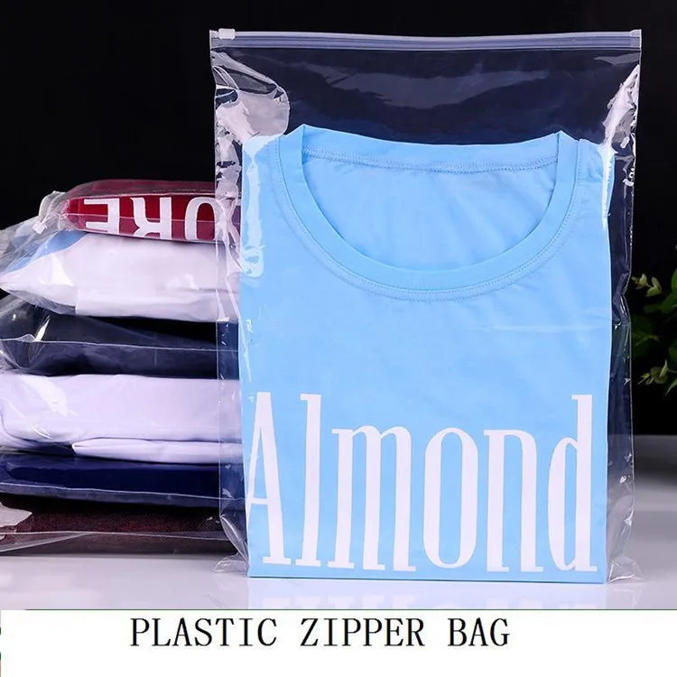 
 Custom Poly Zip Lock Frosted Packing Bag Zipper Garment Clear Ziplock Plastic Packaging Bag for Clothes  