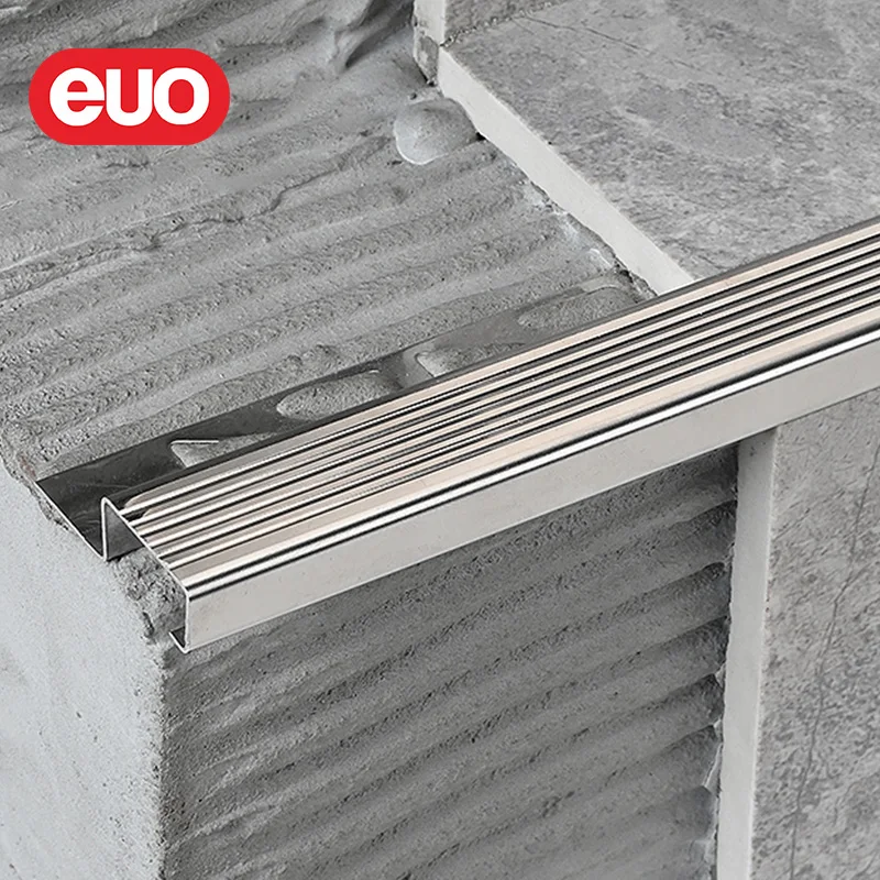 euo stair nosing standard in stainless steel step nosing metal stair nosing for concrete steps